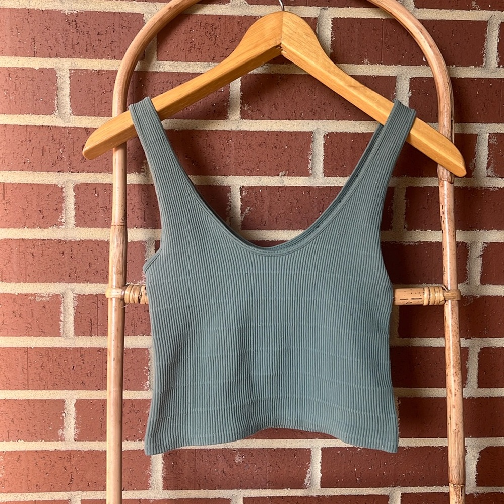 Ribbed Blue/Green Crop Top